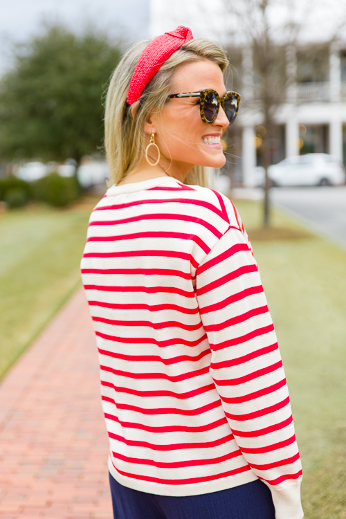 Evelyn Stripe Sweater, Red