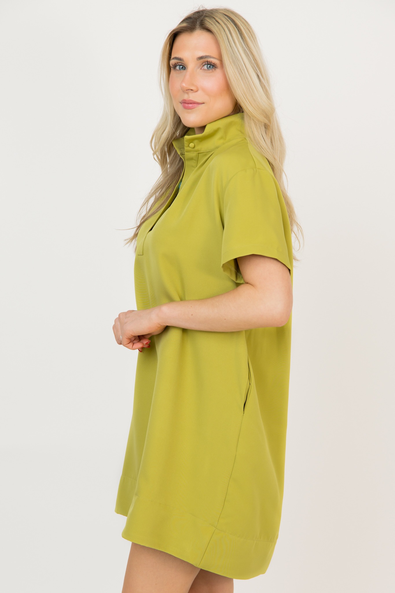 Stand Collar Dress, Lime - 0225-102.jpg