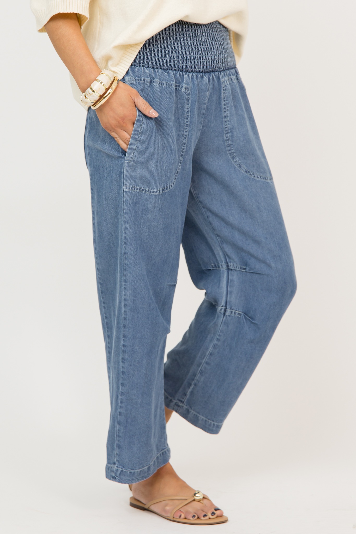 Smocked Waist Barrel Pants, Den - 0225-62.jpg