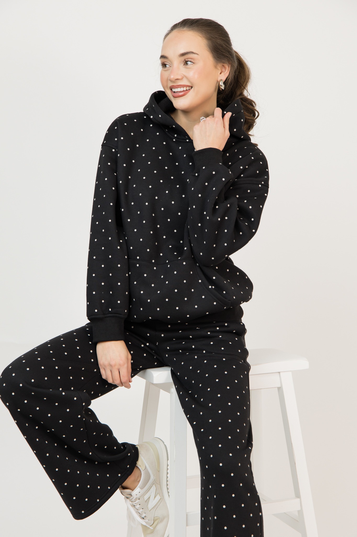 Polka Dot Hoodie, Black - 0225-73p.jpg