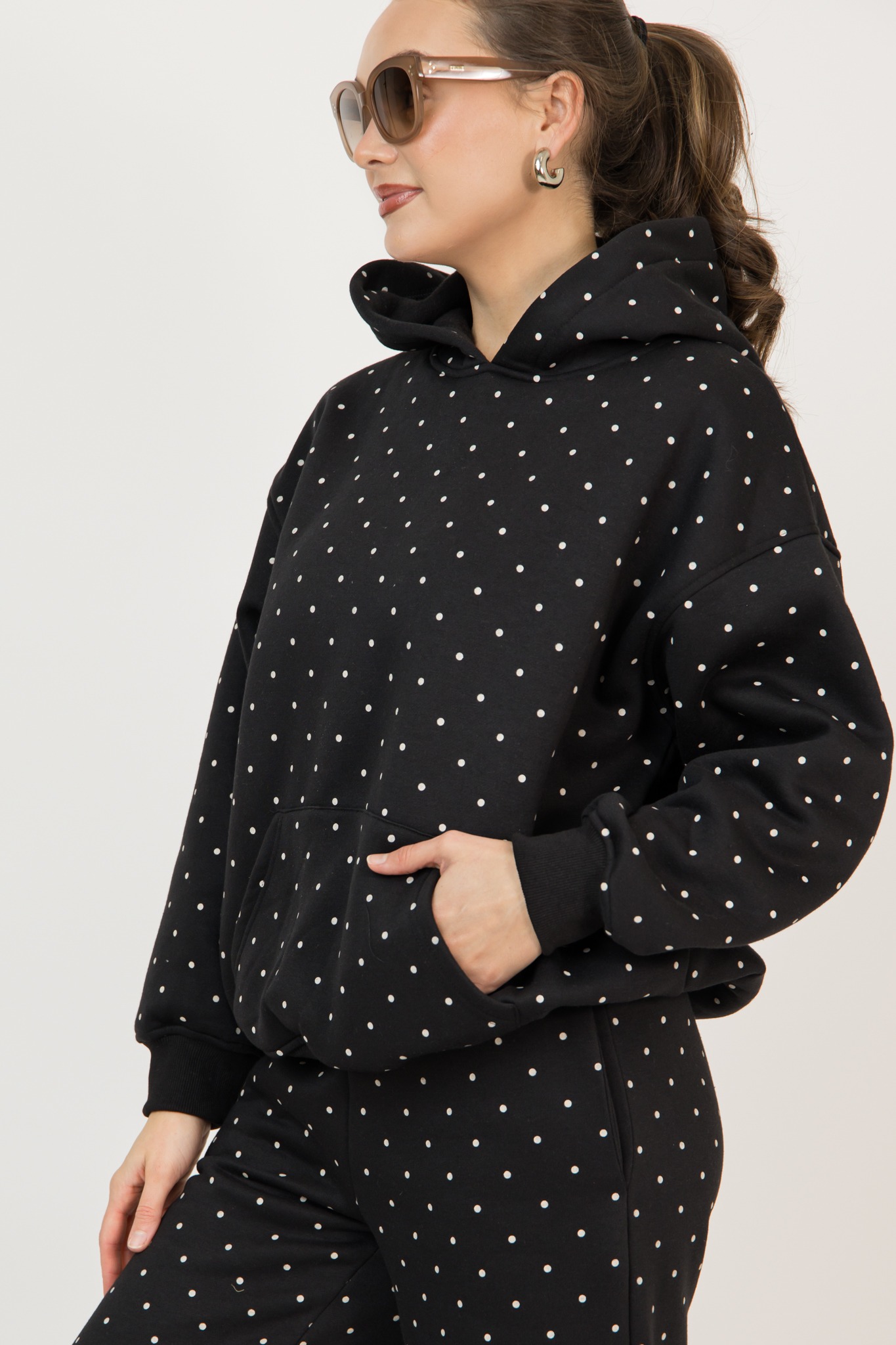 Polka Dot Hoodie, Black - 0225-74h.jpg