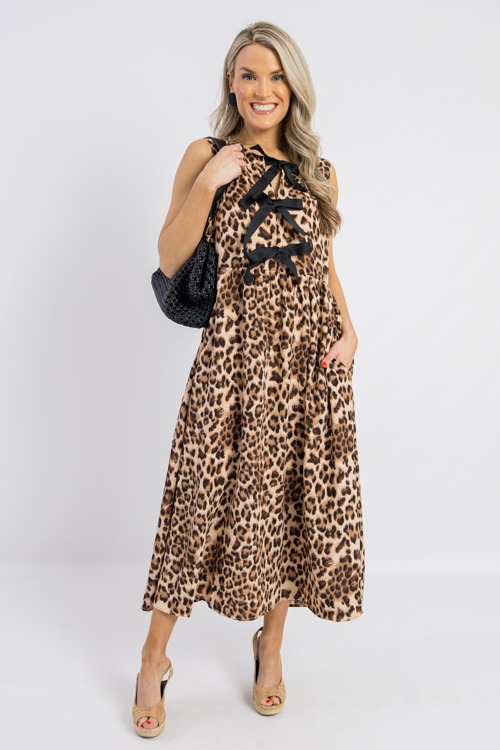 Leopard Ribbon Midi, Taupe