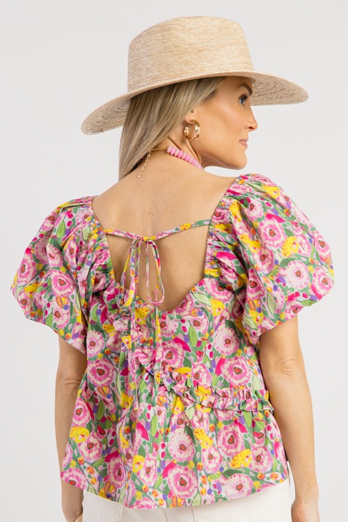 Asymmetric Ruffle Floral Top, Pink - 0226-23.jpg