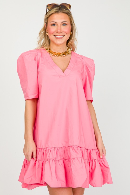Poplin Puff Sleeve Dress, Pink - 0226-23.jpg