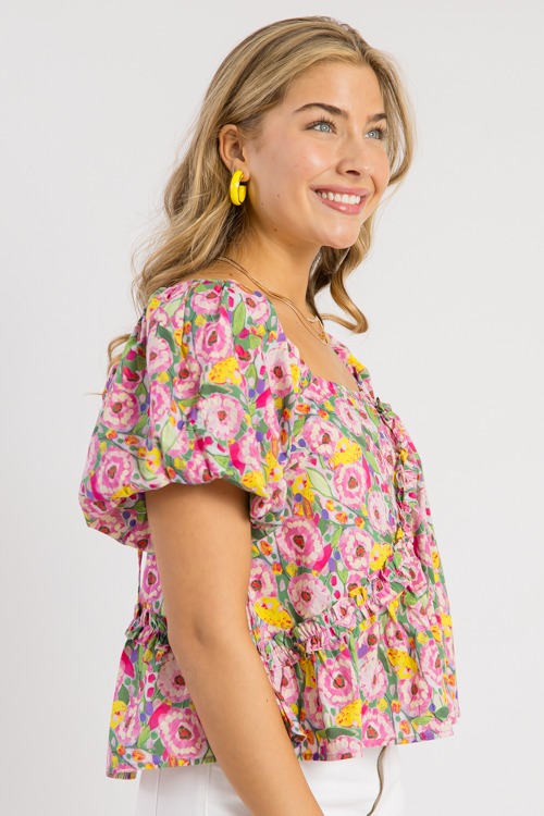 Asymmetric Ruffle Floral Top, Pink - 0226-24.jpg