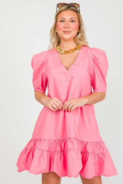 Poplin Puff Sleeve Dress, Pink - 0226-24.jpg