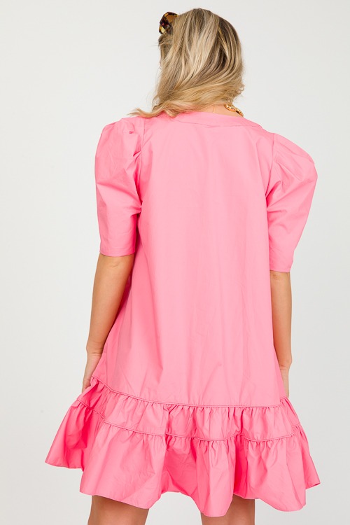 Poplin Puff Sleeve Dress, Pink - 0226-26.jpg