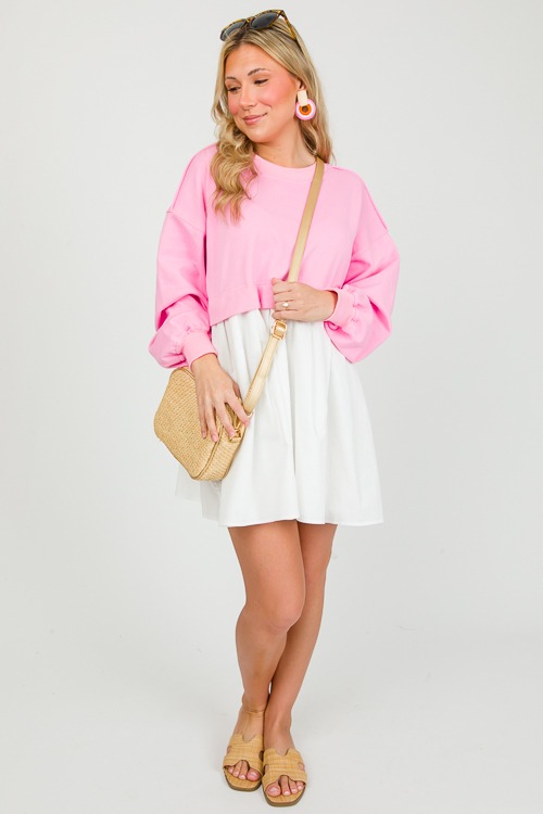 French Terry Contrast Dress, Pink - 0226-55.jpg