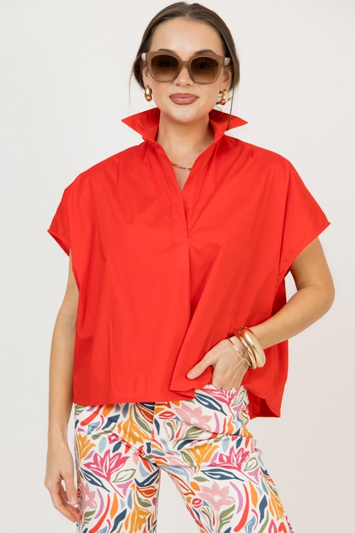 Poplin Collared Top, Red - 0226-67p.jpg