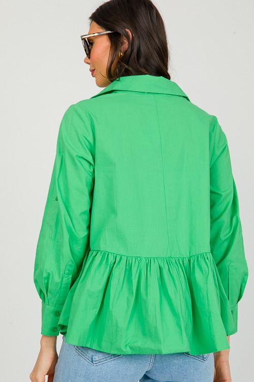 Ruffle Hem Button Up, Green - 0227-67.jpg