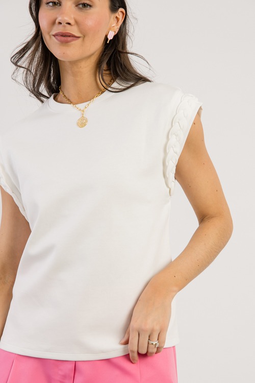 Braided Trim Tee, Off White