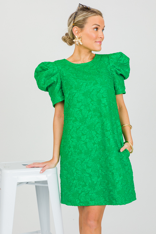 Brocade Texture Dress, Green