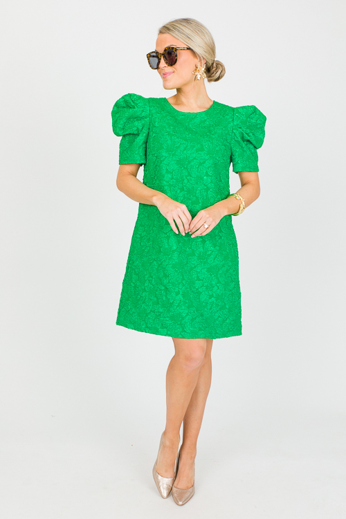 Brocade Texture Dress, Green