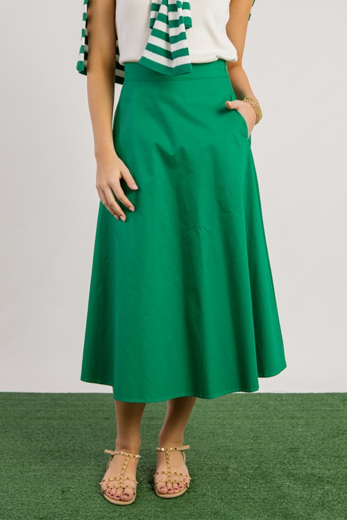 A-Line Midi Skirt, Green