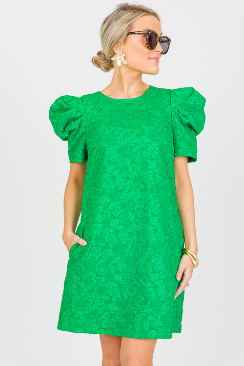 Brocade Texture Dress, Green