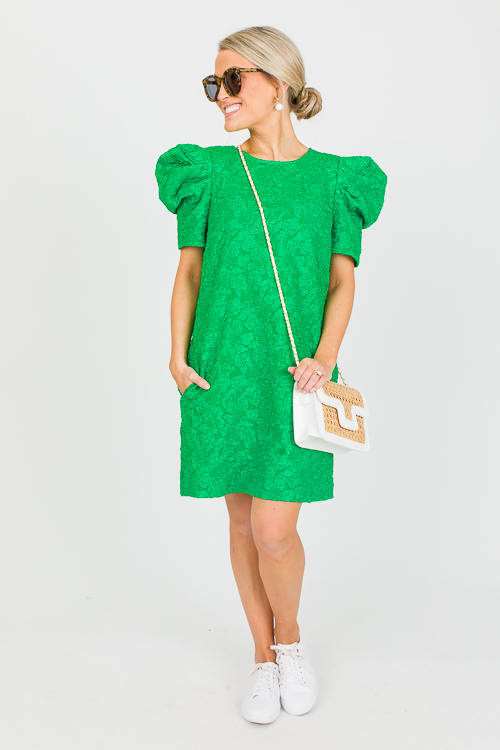 Brocade Texture Dress, Green