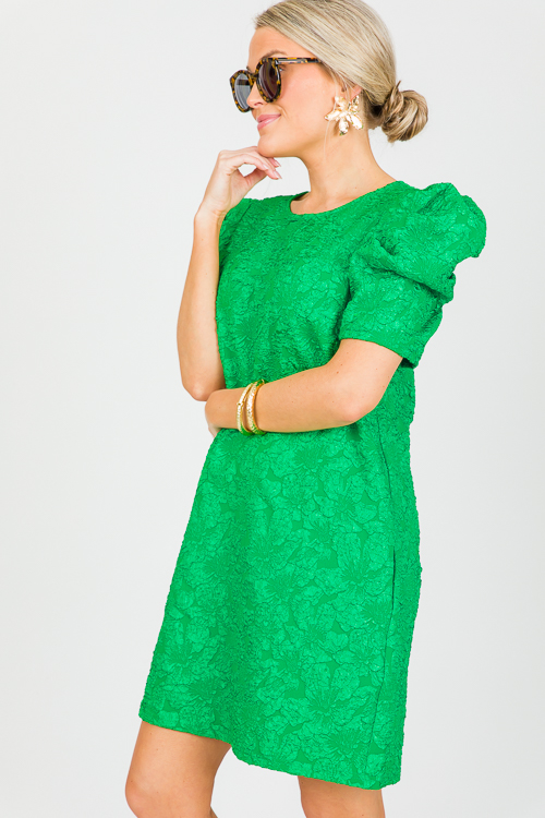 Brocade Texture Dress, Green