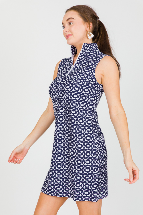 Liquid Heaven Zip Dress, Navy