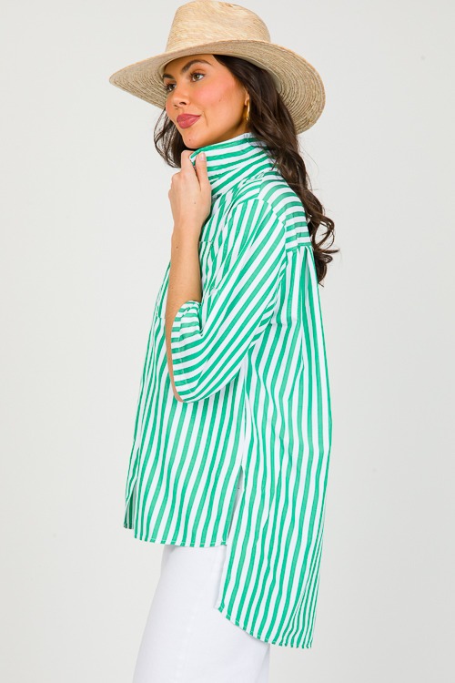 Striped Hi-Lo Shirt, Green