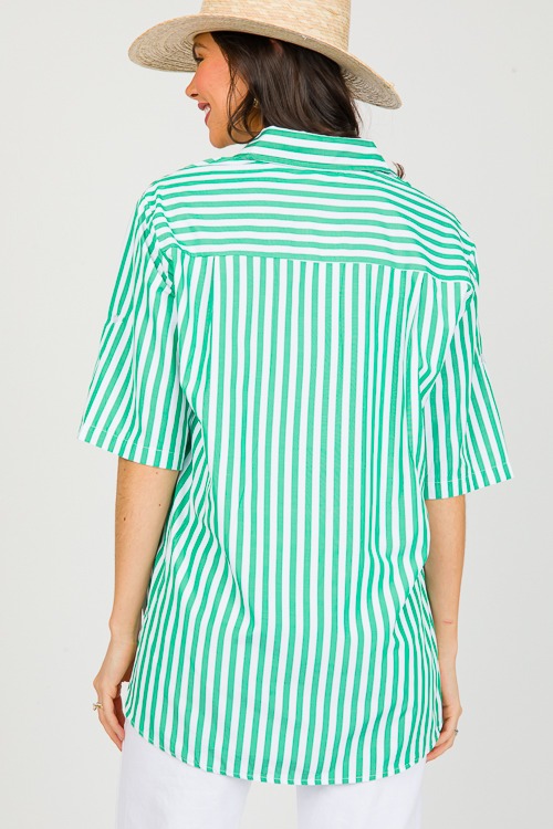 Striped Hi-Lo Shirt, Green - 0228-76.jpg