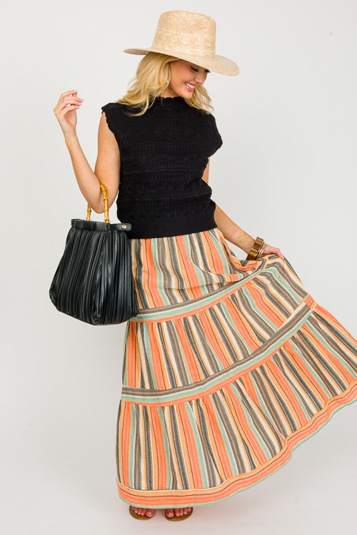 Multi Stripes Maxi Skirt, Orange - 0228-85p.jpg