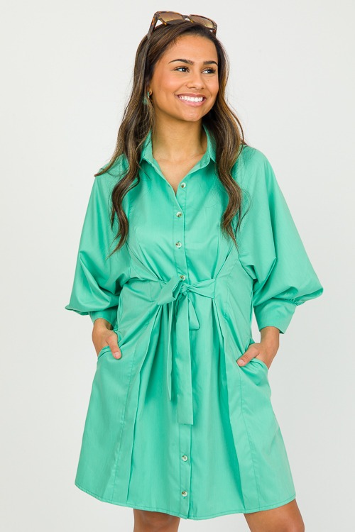 Trend Setter Shirt Dress, Green