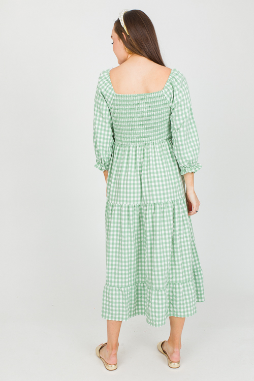 Dora Gingham Midi, Dusty Sage