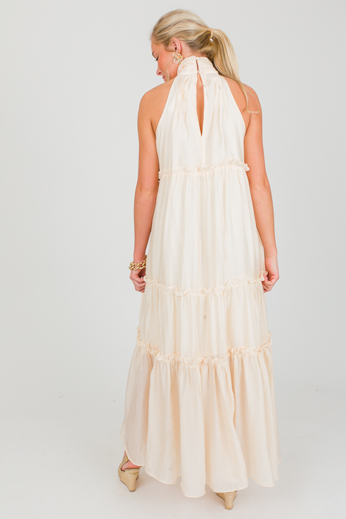 Bow Neck Tier Maxi, Cream