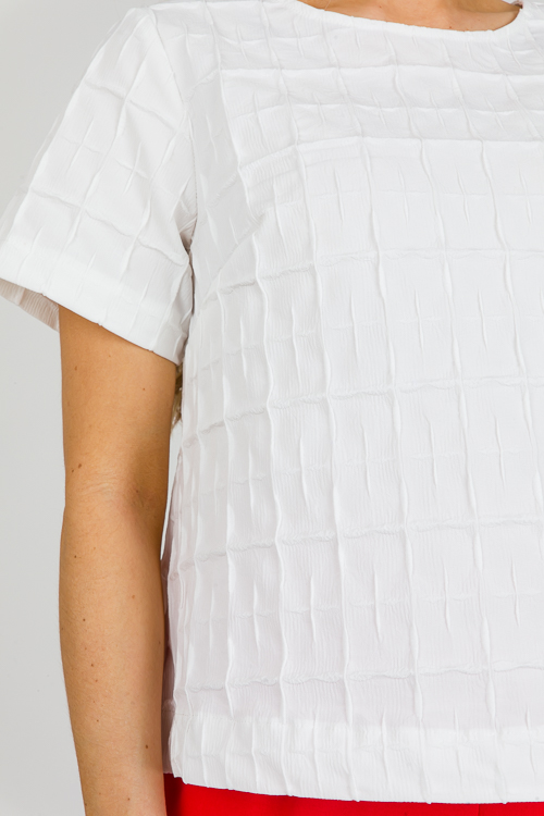 Short Sleeve Texture Top, White