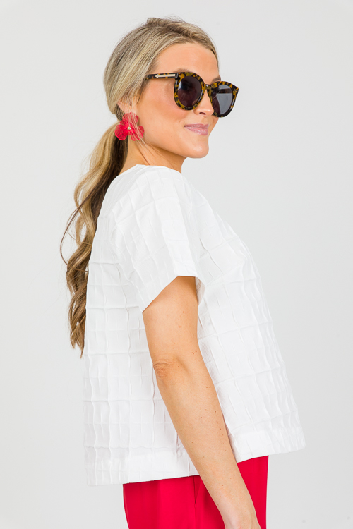 Short Sleeve Texture Top, White