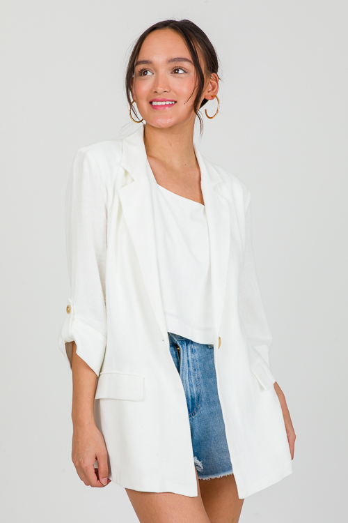 Linen Square Neck Crop Tank, Off White