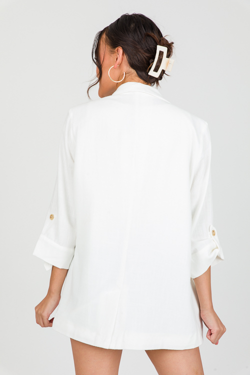 Tab Linen Blazer, Off White