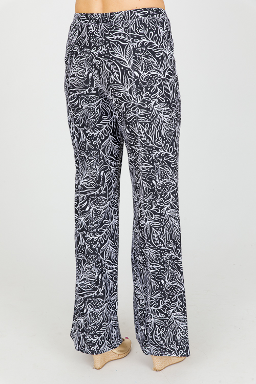 Center Seam Printed Pants, Black/White