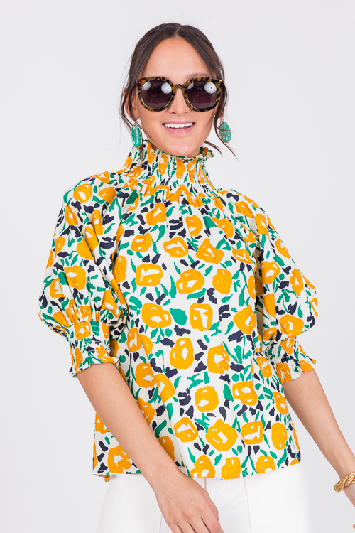 Poppy Smock Top, Yellow