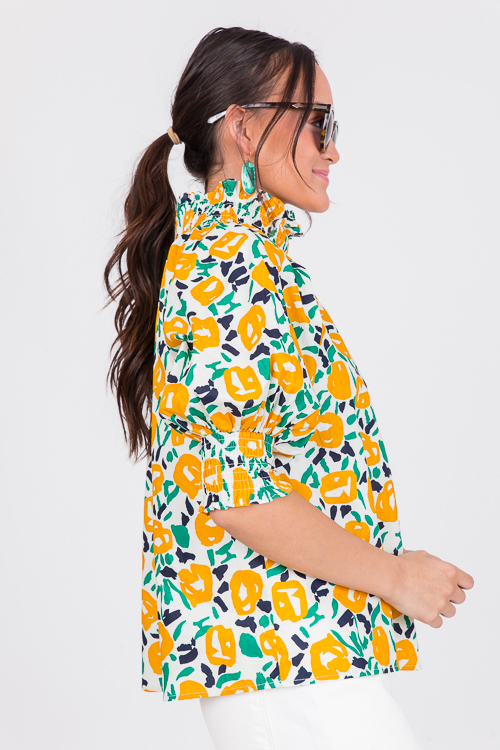 Poppy Smock Top, Yellow