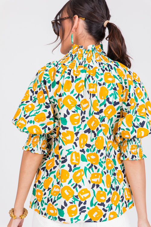 Poppy Smock Top, Yellow