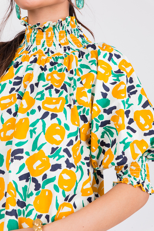 Poppy Smock Top, Yellow