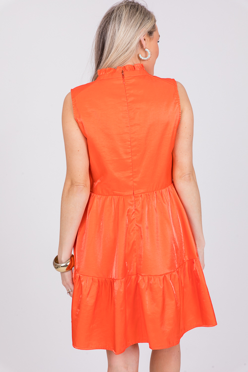 Taffeta Tiers Dress, Blazing Orange
