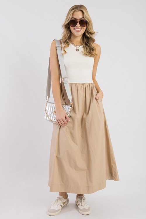 Mix Media Maxi, Taupe/White