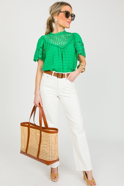 Lace Contrast Check Top, Green - 0304-68.jpg