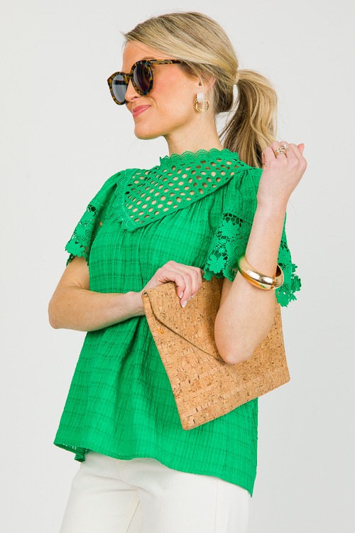 Lace Contrast Check Top, Green - 0304-69.jpg