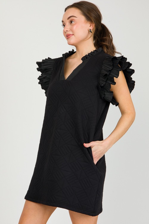 Quilted Ruffle Dress, Black - 0304-74p.jpg
