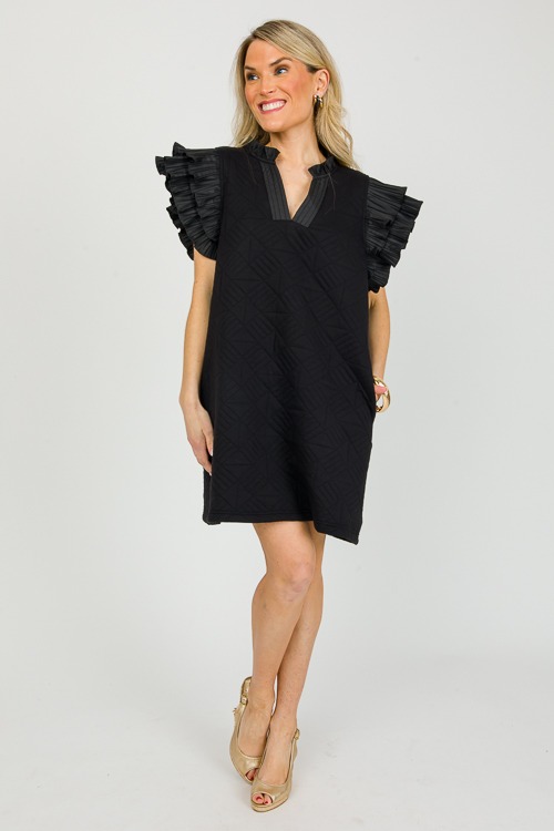 Quilted Ruffle Dress, Black - 0304-76.jpg