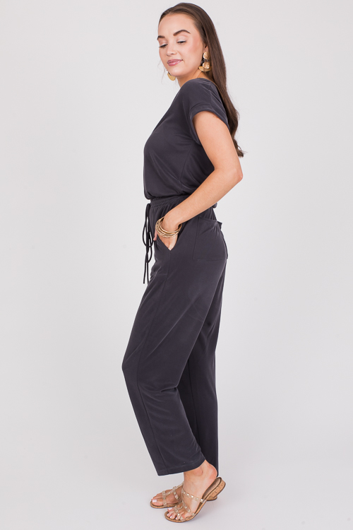 Modal Draw Waist Jumpsuit, Black