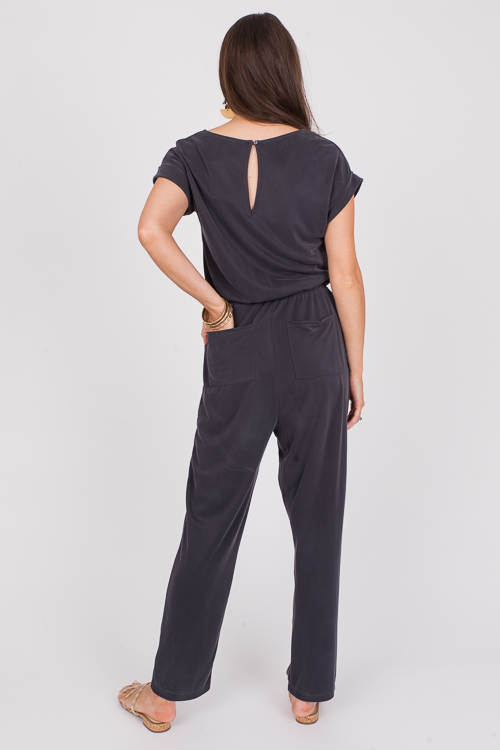 Modal Draw Waist Jumpsuit, Black