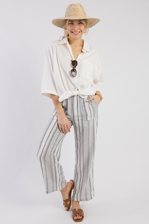 Beachside Striped Pants, Navy