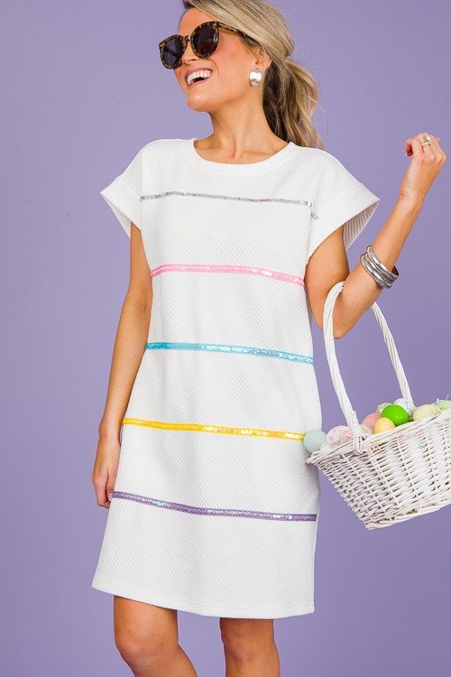 Sequin Stripe Texture Dress, Off White - 0307-101.jpg