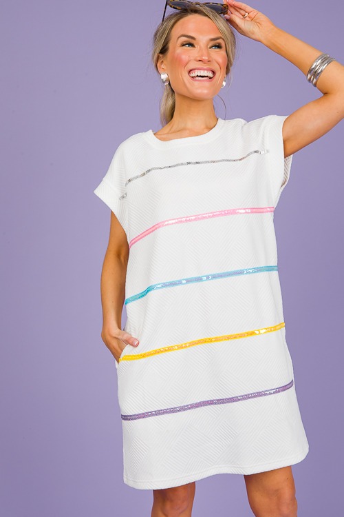 Sequin Stripe Texture Dress, Off White - 0307-102.jpg
