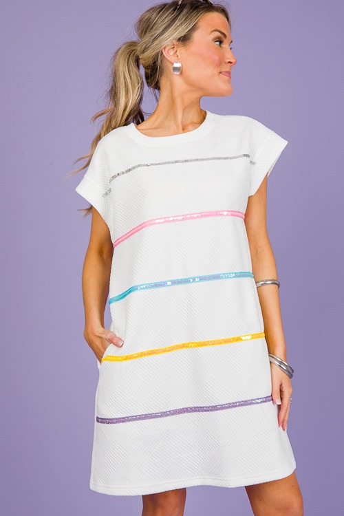 Sequin Stripe Texture Dress, Off White - 0307-103.jpg