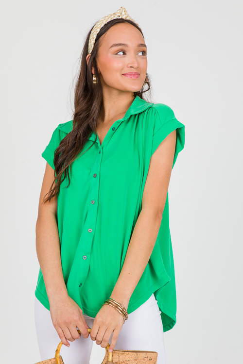 Modal Button Up, Kelly Green